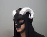 Papercraft horned skull mask in 3D origami