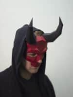 Papercraft horned skull mask in 3D origami