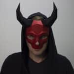 Papercraft horned skull mask in 3D origami