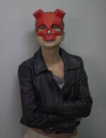 Papercraft de máscara de caveira com chifres em origami 3D