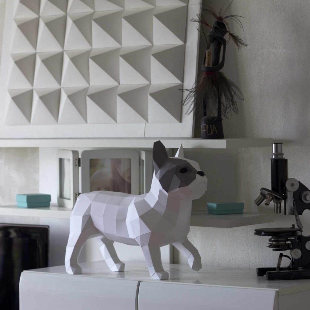 Papercraft french bulldog in 3D origami Papercraft french bulldog in 3D origami