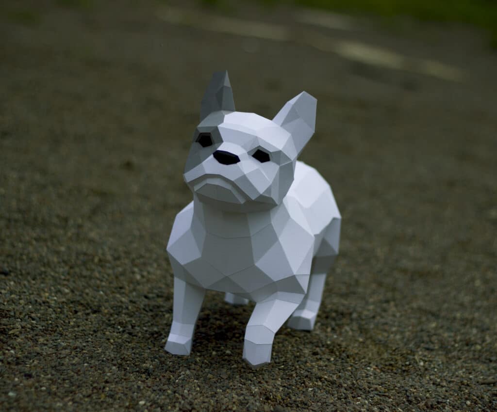 Papercraft französische Bulldogge in 3D-Origami