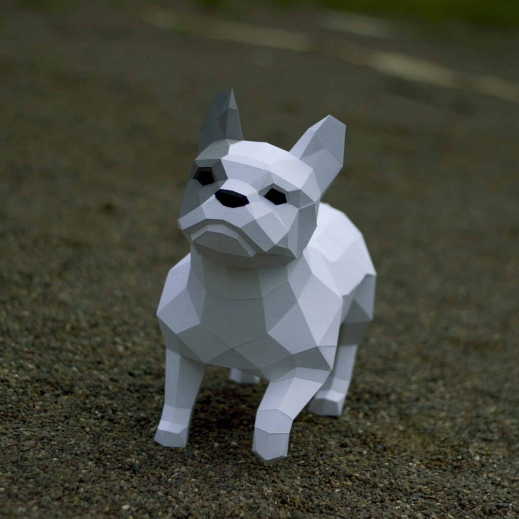 Papercraft de bouledogue français en origami 3D