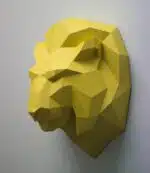 Papercraft cabeza de león amarilla en origami 3D