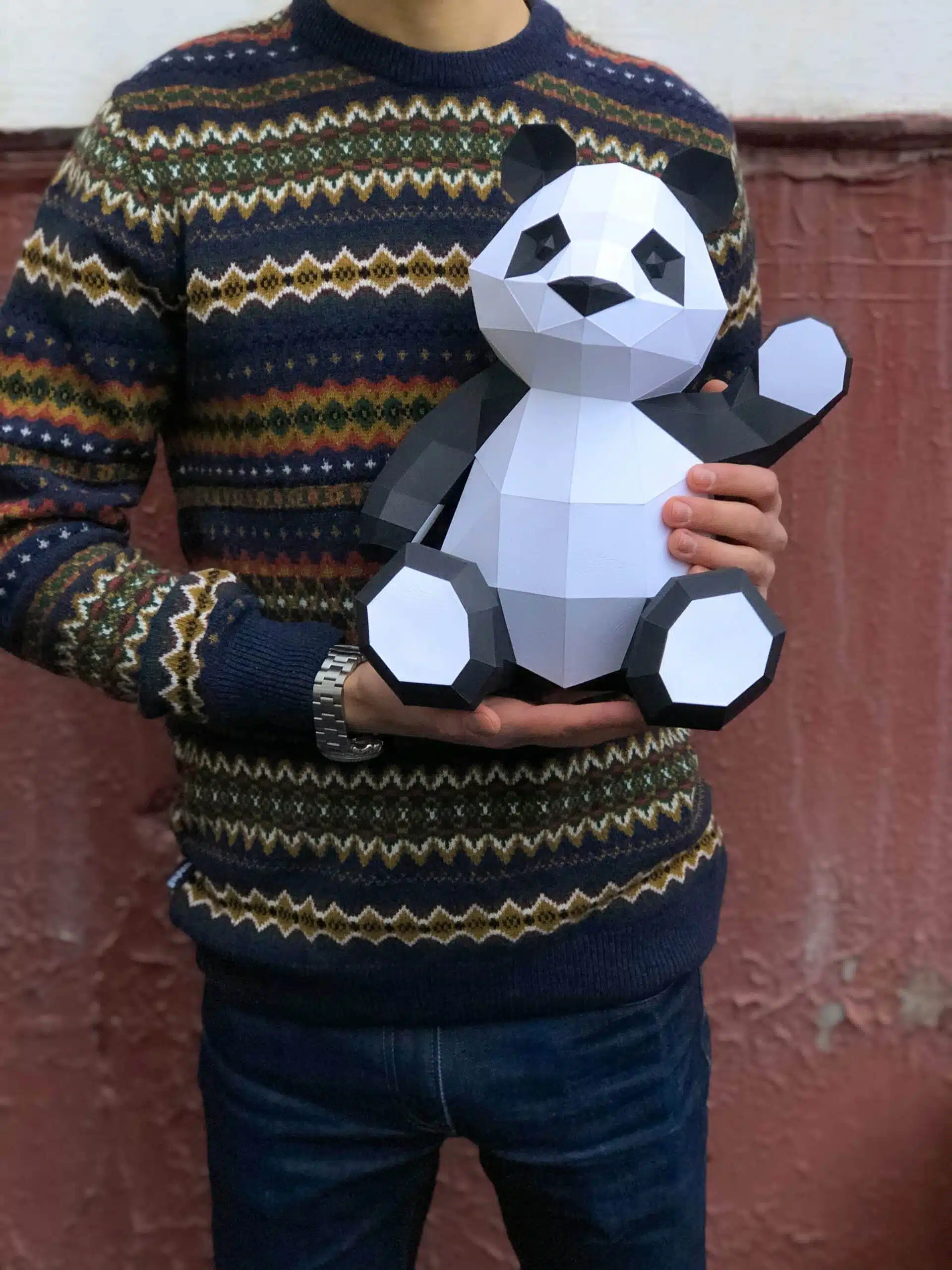Knuffelige panda papercraft in 3D-origami, weergave 8