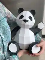 Knuffelige panda papercraft in 3D-origami, weergave 6