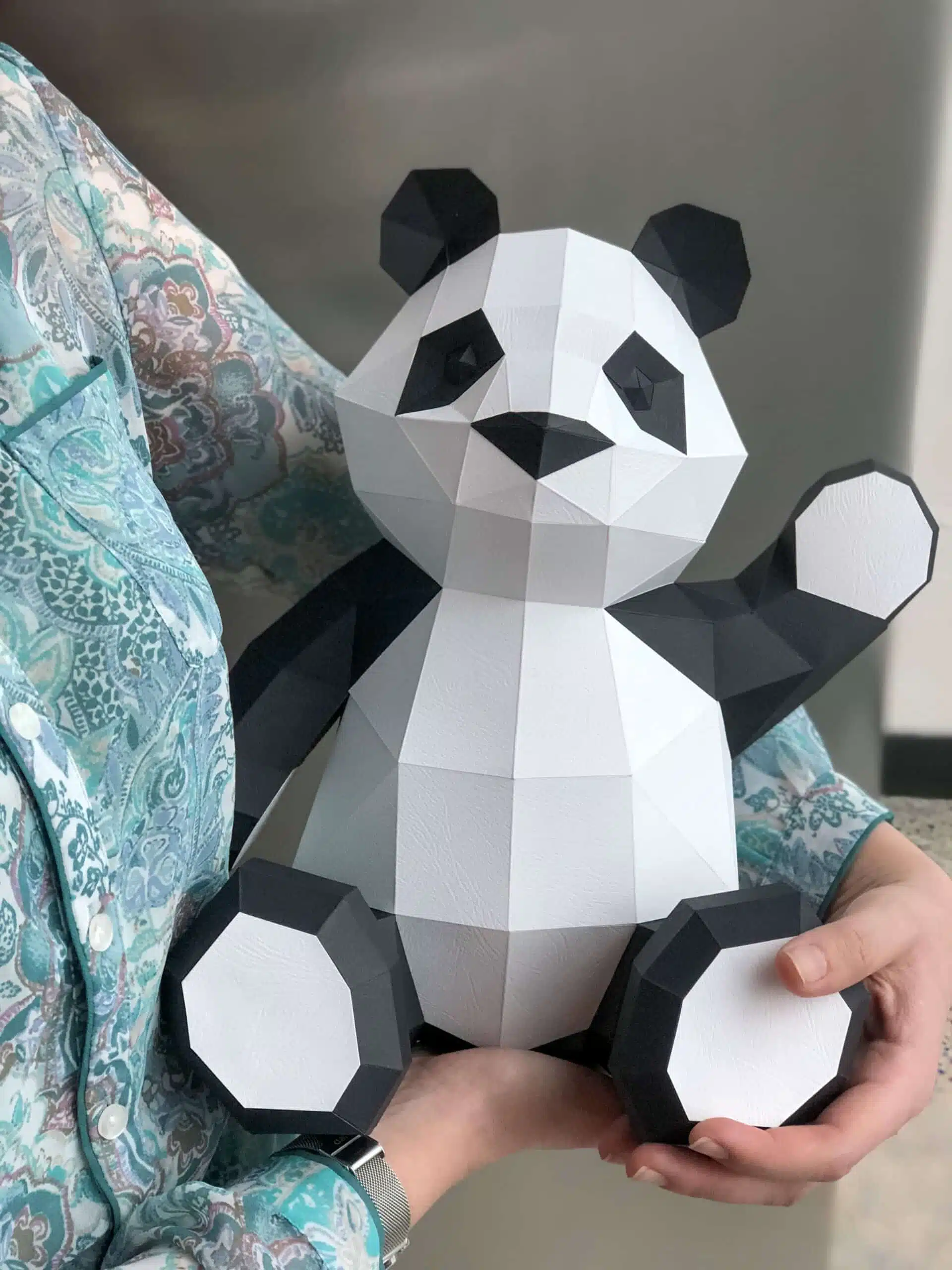 Knuffelige panda papercraft in 3D-origami, weergave 6