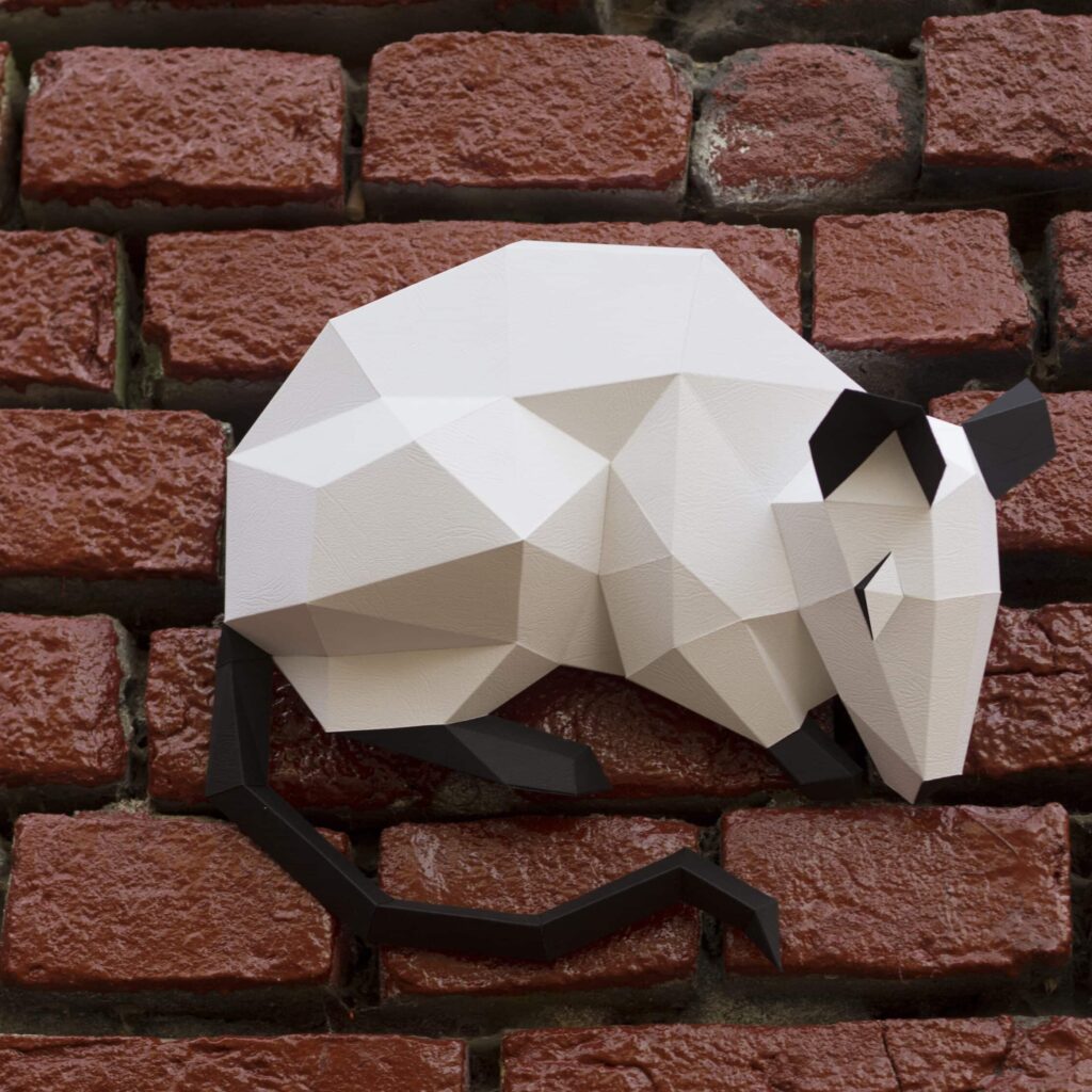 Papercraft of rat for Chinese New Year in 3D origami