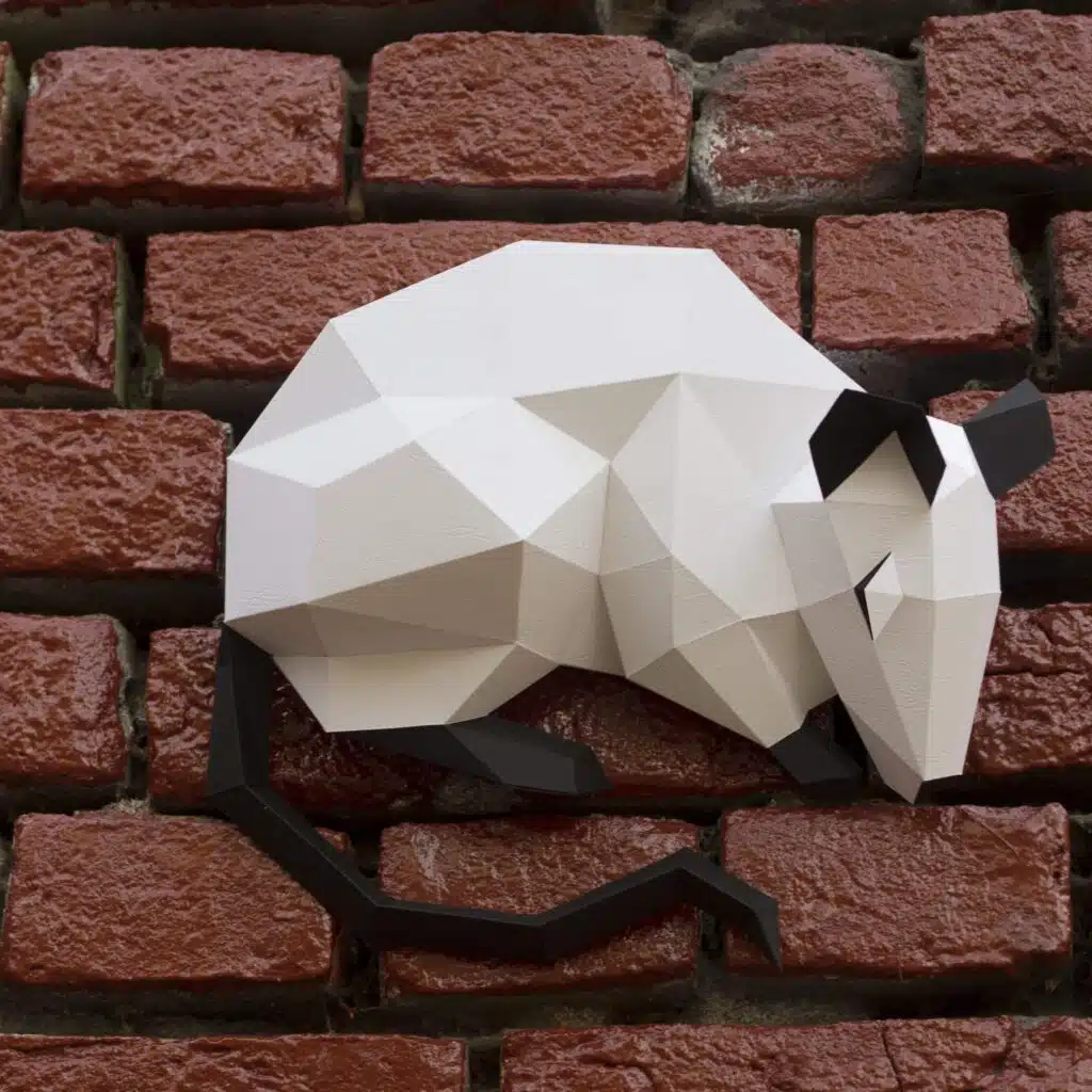 Papercraft-Ratte von vorne zum chinesischen Neujahr als 3D-Origami