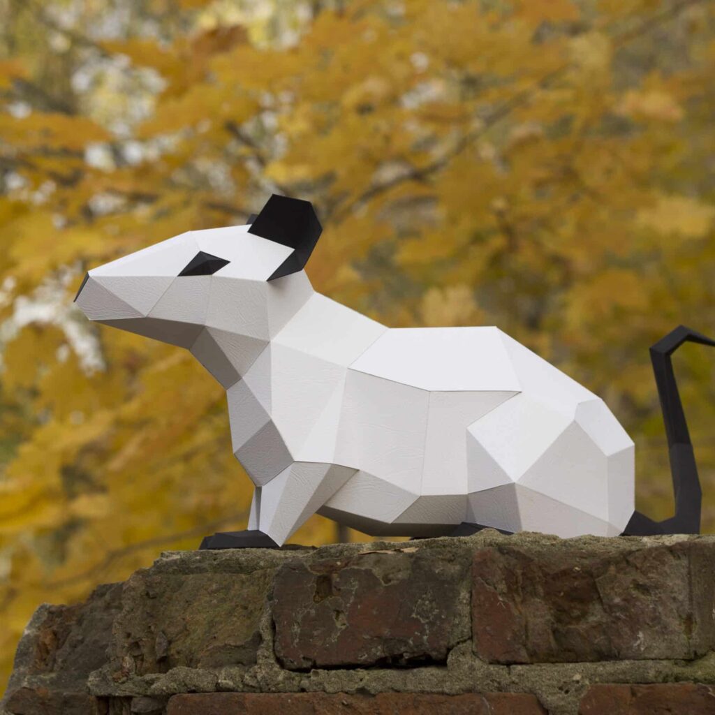 Papercraft of Chinese New Year rat in 3D origami