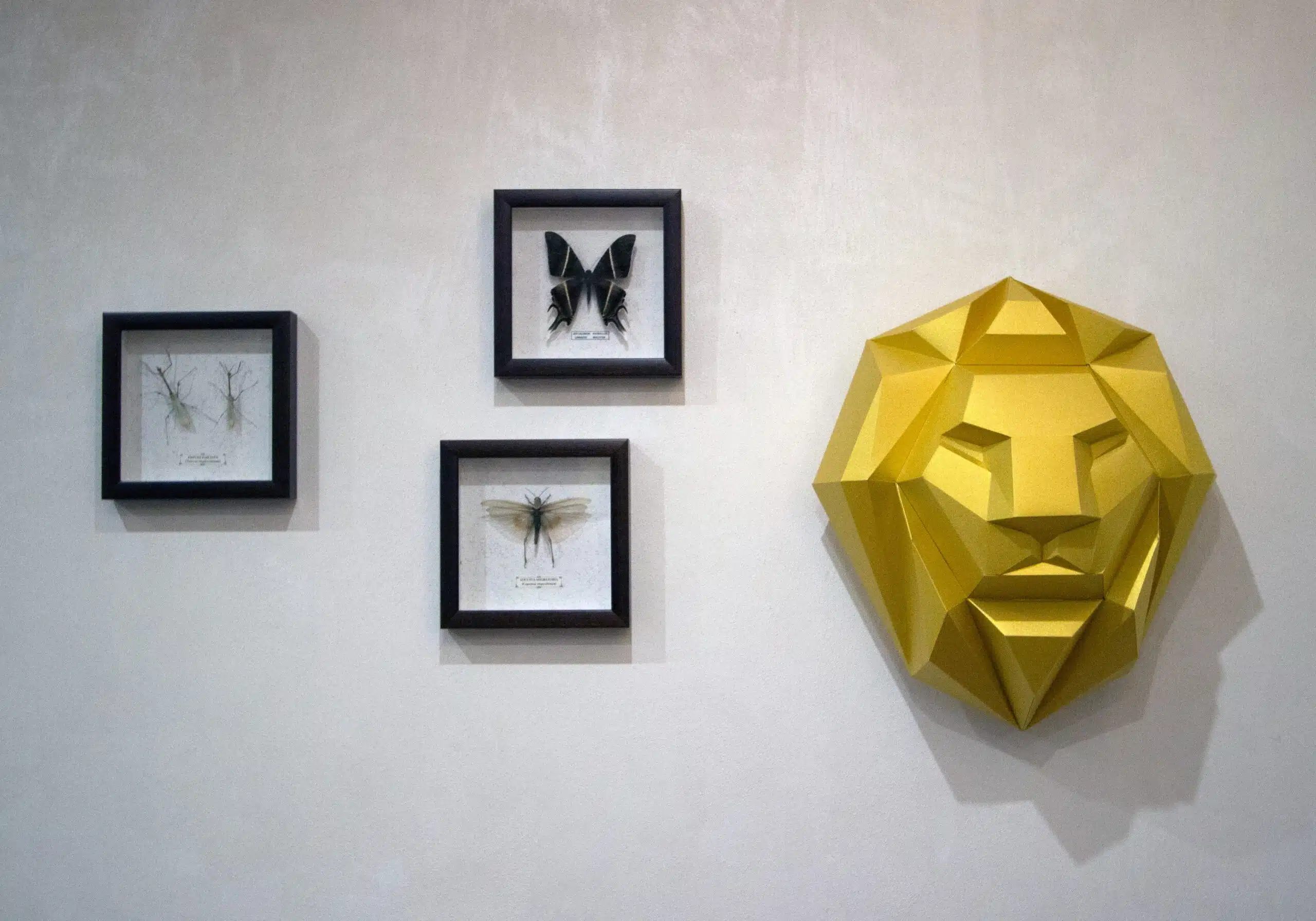 Papercraft testa di leone in origami 3D, vista 2