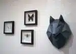 Papercraft tête de loup grise en origami 3D