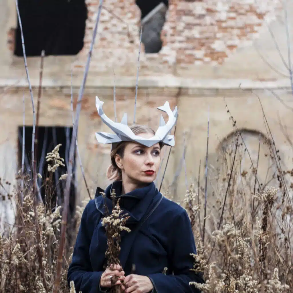 3D Origami Deer Antler Papercraft Crown