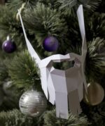 Papercraft de chapeau du Père Noël avec barbe en origami 3D