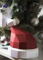 3D-origami kerstmuts met baard van de Kerstman, weergave 8