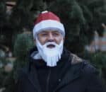 Papercraft santa hat with beard in 3D origami