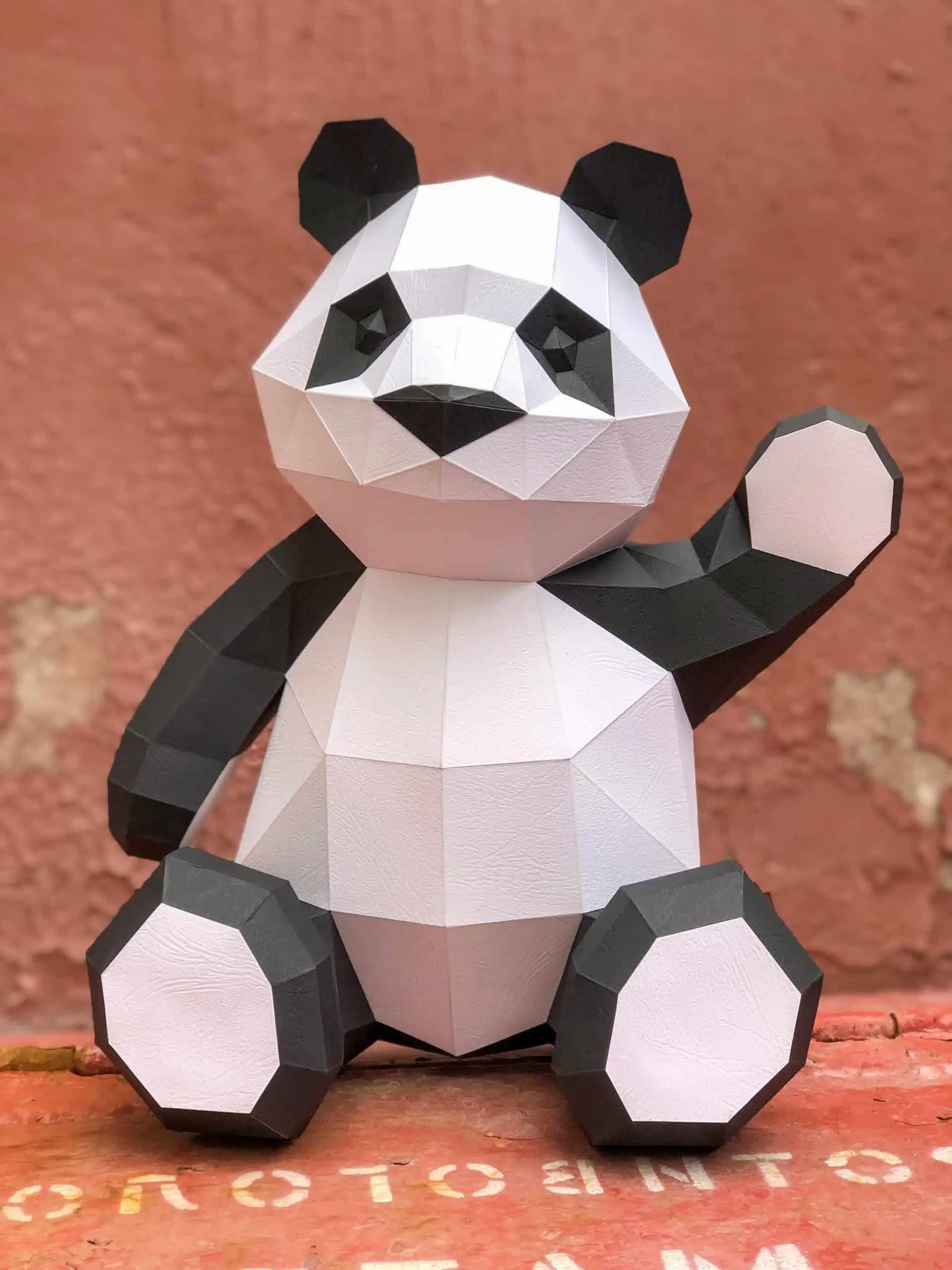 Knuffelige panda papercraft in 3D-origami, weergave 12