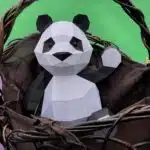 Knuffelige panda papercraft in 3D-origami, weergave 4