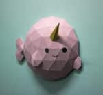 Papercraft de poisson narval en origami 3D