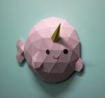 3D Origami Narwhal Papercraft Fish