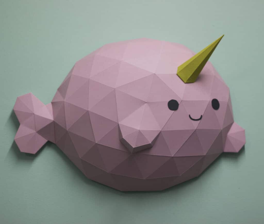 Papercraft de poisson narval en origami 3D Papercraft de poisson narval en origami 3D