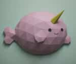 Papercraft de poisson narval en origami 3D