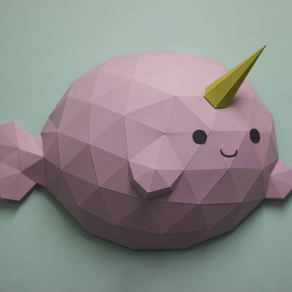 Papercraft de peixe narval em origami 3D Papercraft de peixe narval em origami 3D