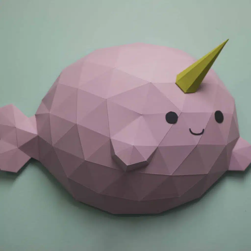 3D Origami Narwhal Papercraft Fish