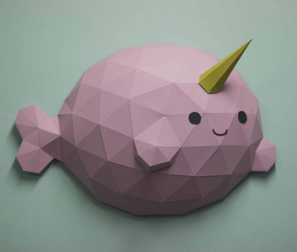 Papercraft Narwal Fisch als 3D-Origami