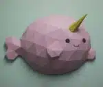 Papercraft Narwal Fisch als 3D-Origami, Ansicht 2