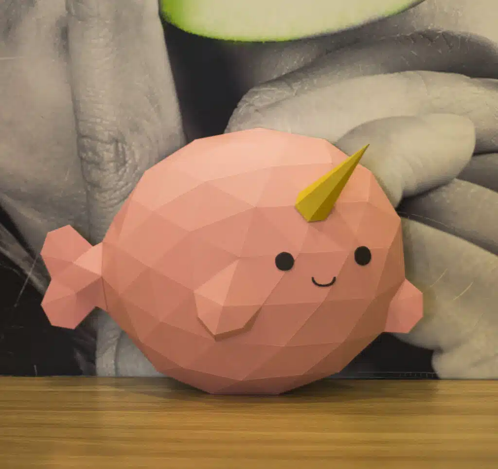 Papercraft Narwal Fisch als 3D-Origami, Detail