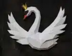 Origami 3D zwaan met kroon, 3D-model