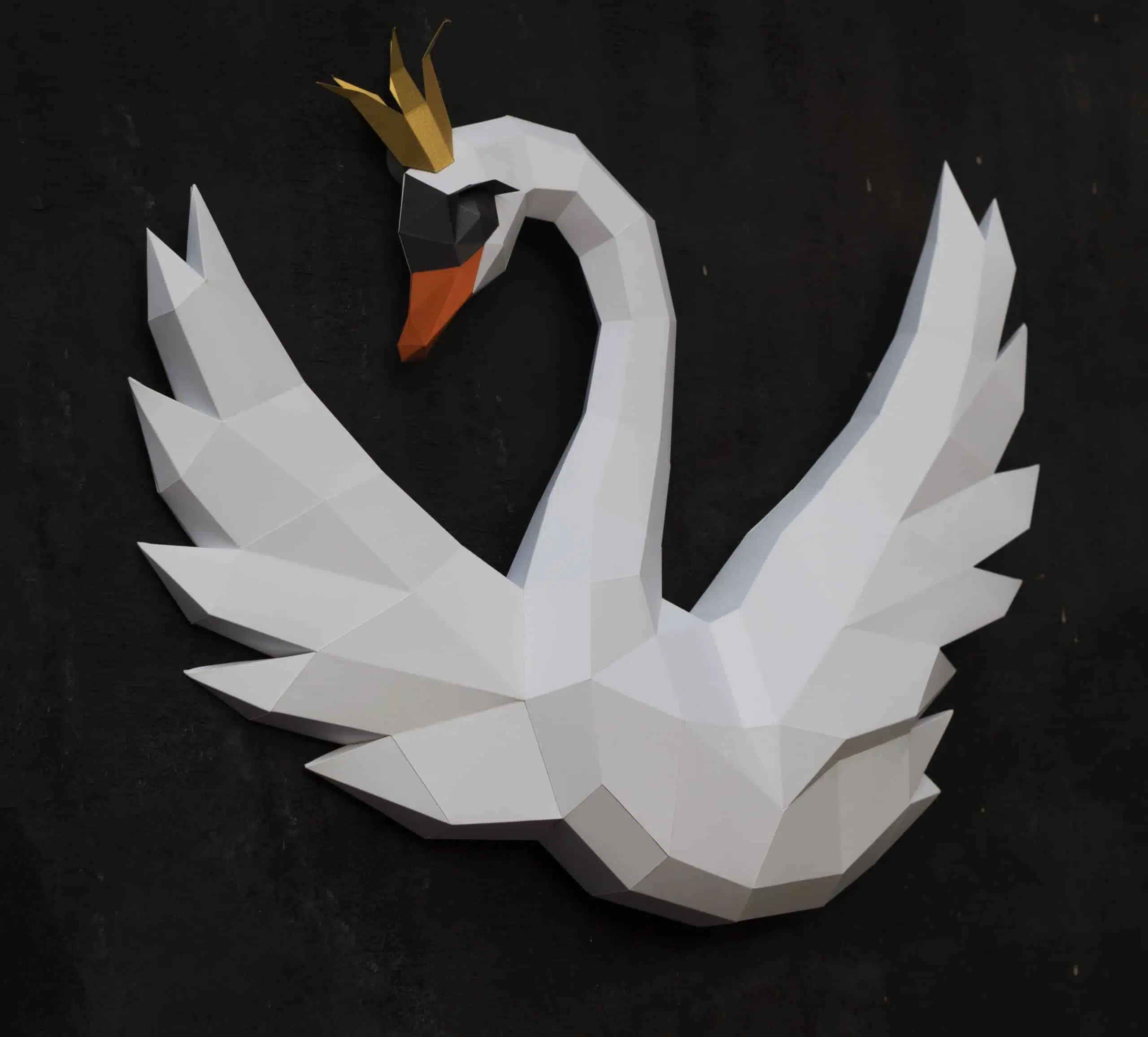 Origami 3D zwaan met kroon, weergave 8