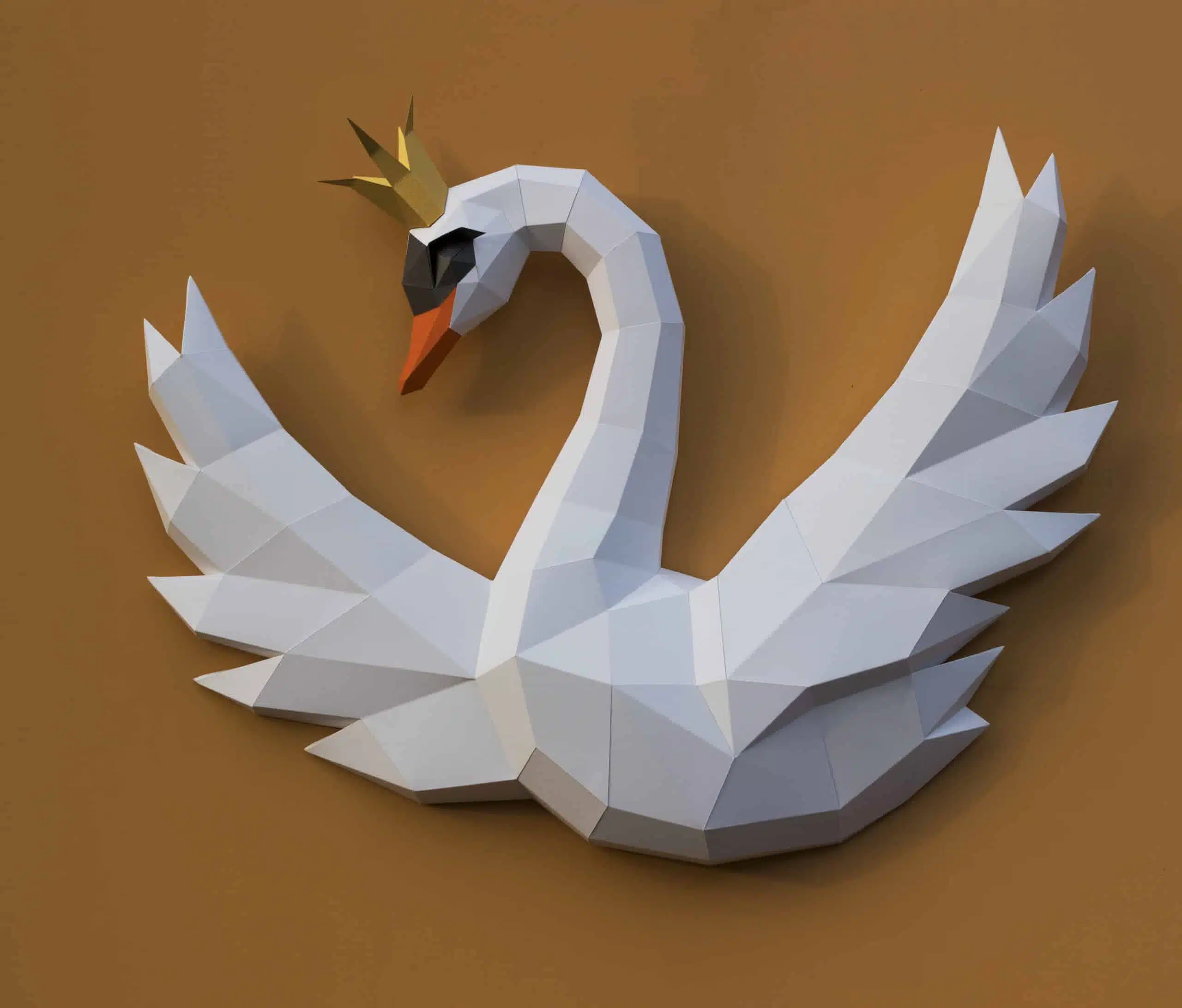 Origami 3D zwaan met kroon, weergave 6