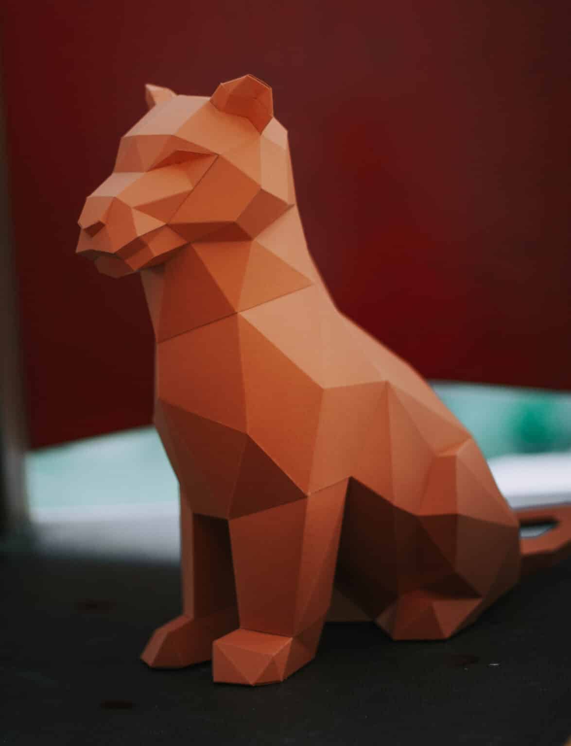 Papercraft de lion ou tigre en origami 3D