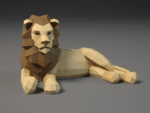 Petit lion allongé en papercraft 3D