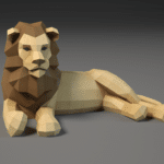 Petit lion allongé en papercraft 3D