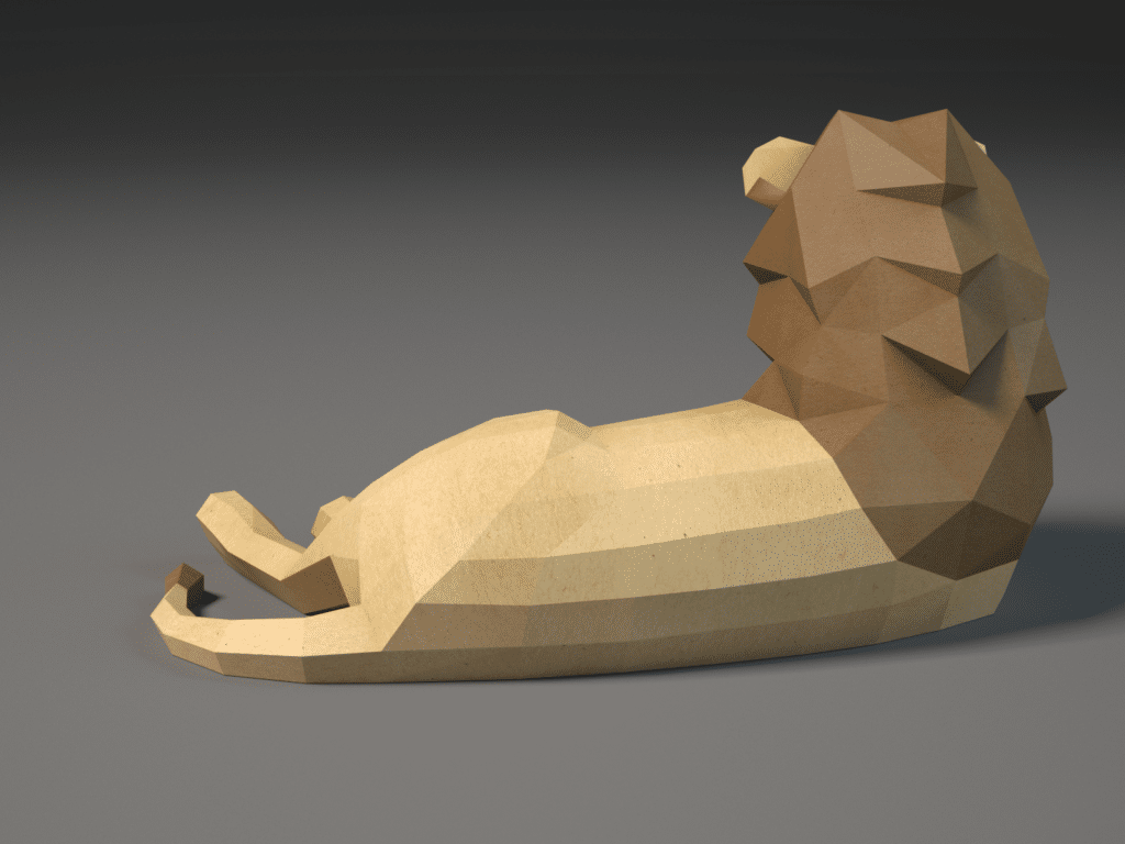 Petit lion allongé en papercraft 3D