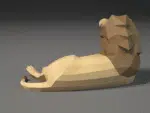 Kleine liggende leeuw in 3D-papercraft, weergave 2