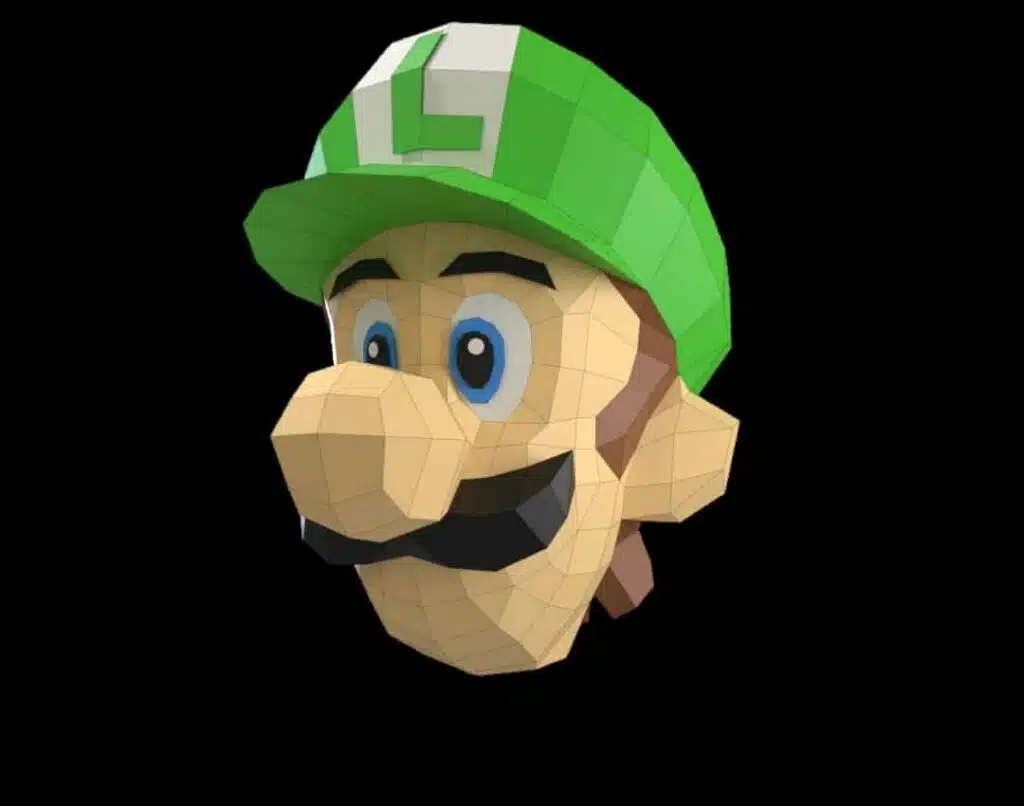 Luigi van Mario in papercraft 3D, weergave 2