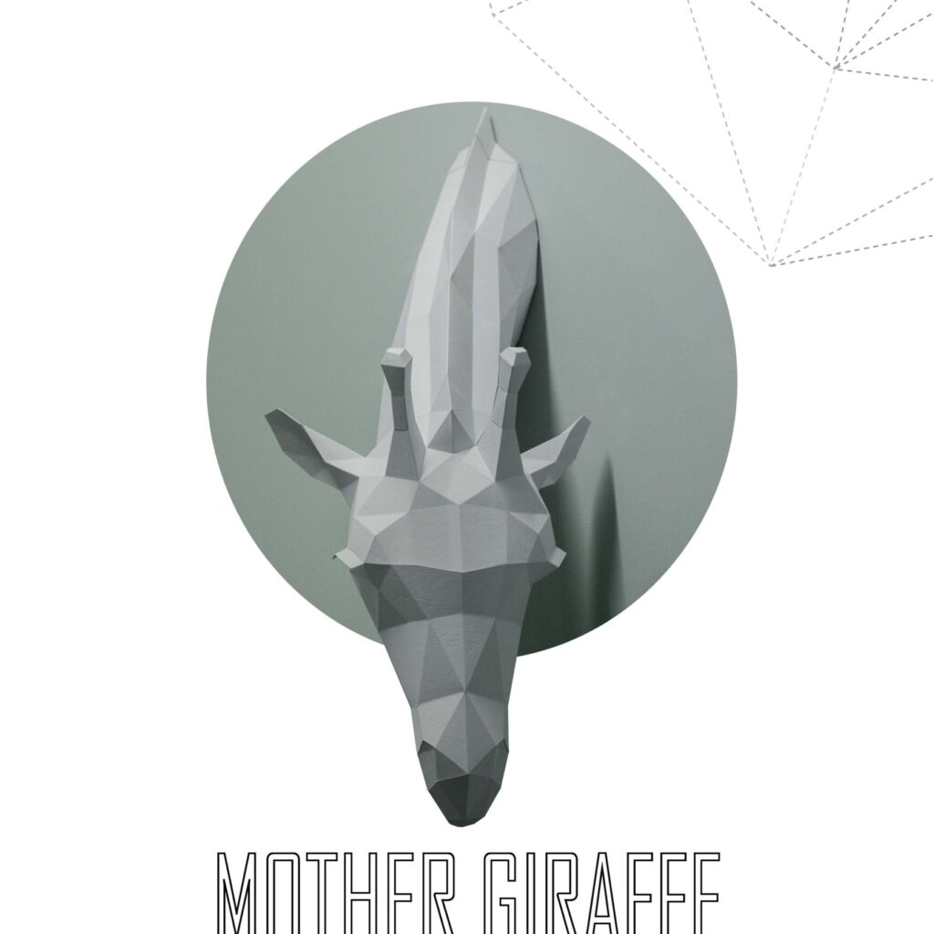 Papercraft von Giraffenmutter und Kind in 3D-Origami