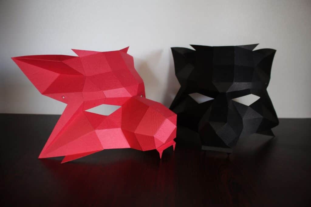 Papercraft de masque de loup en origami 3D Papercraft de masque de loup en origami 3D