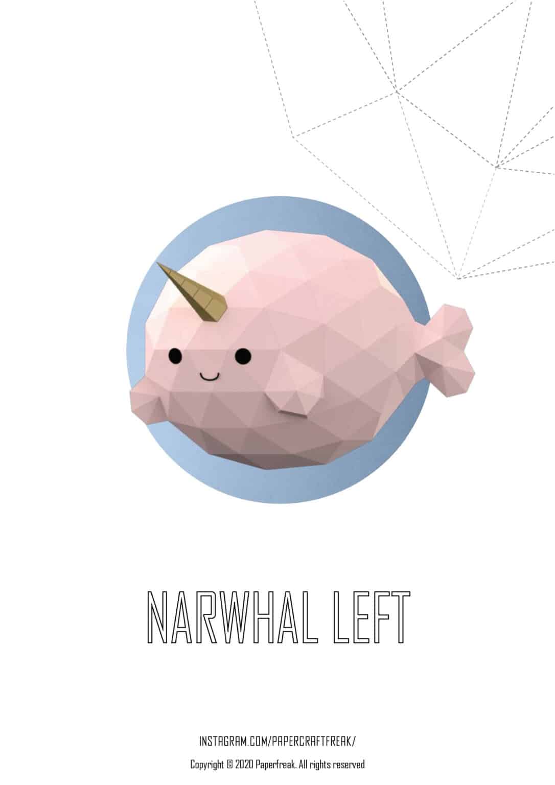 Papercraft de poisson narval en origami 3D