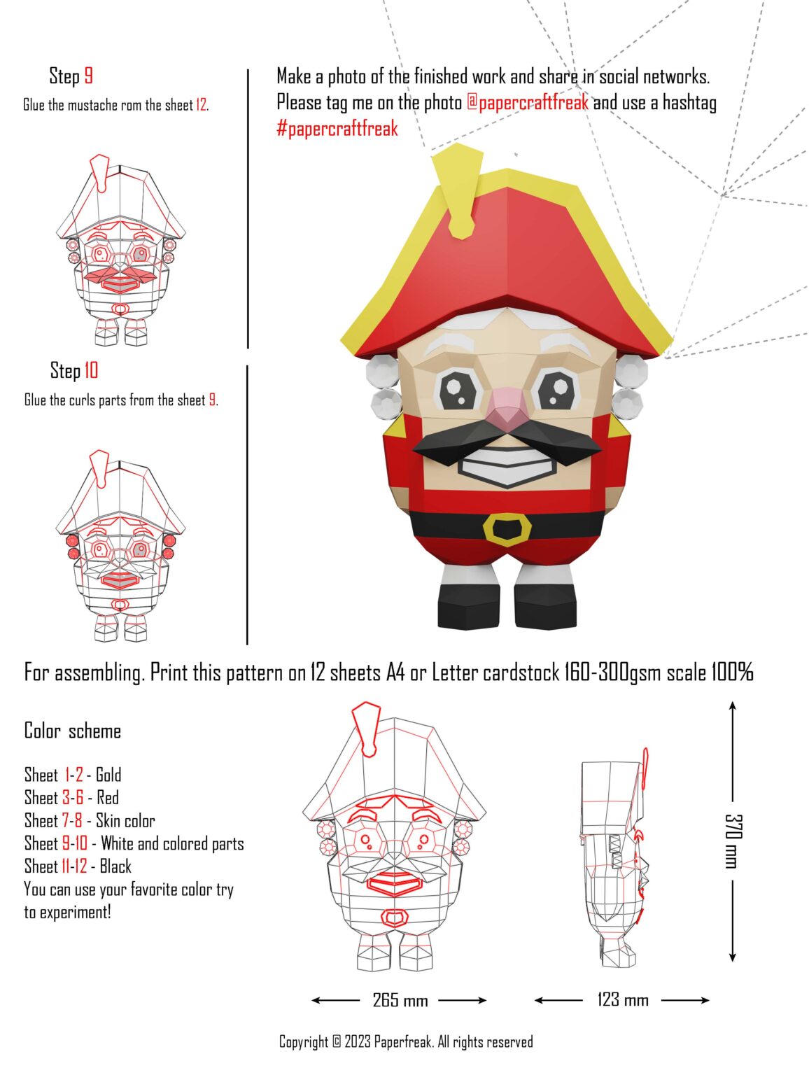 Papercraft of nutcracker in 3D origami
