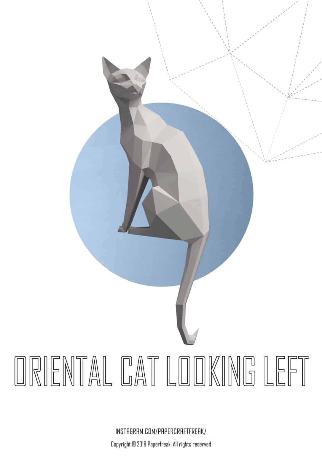 Papercraft oriental cat in 3D origami