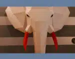 Papercraft elephant head in origami 3D