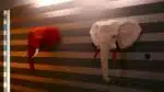 Papercraft de cabeça de elefante vermelha em origami 3D