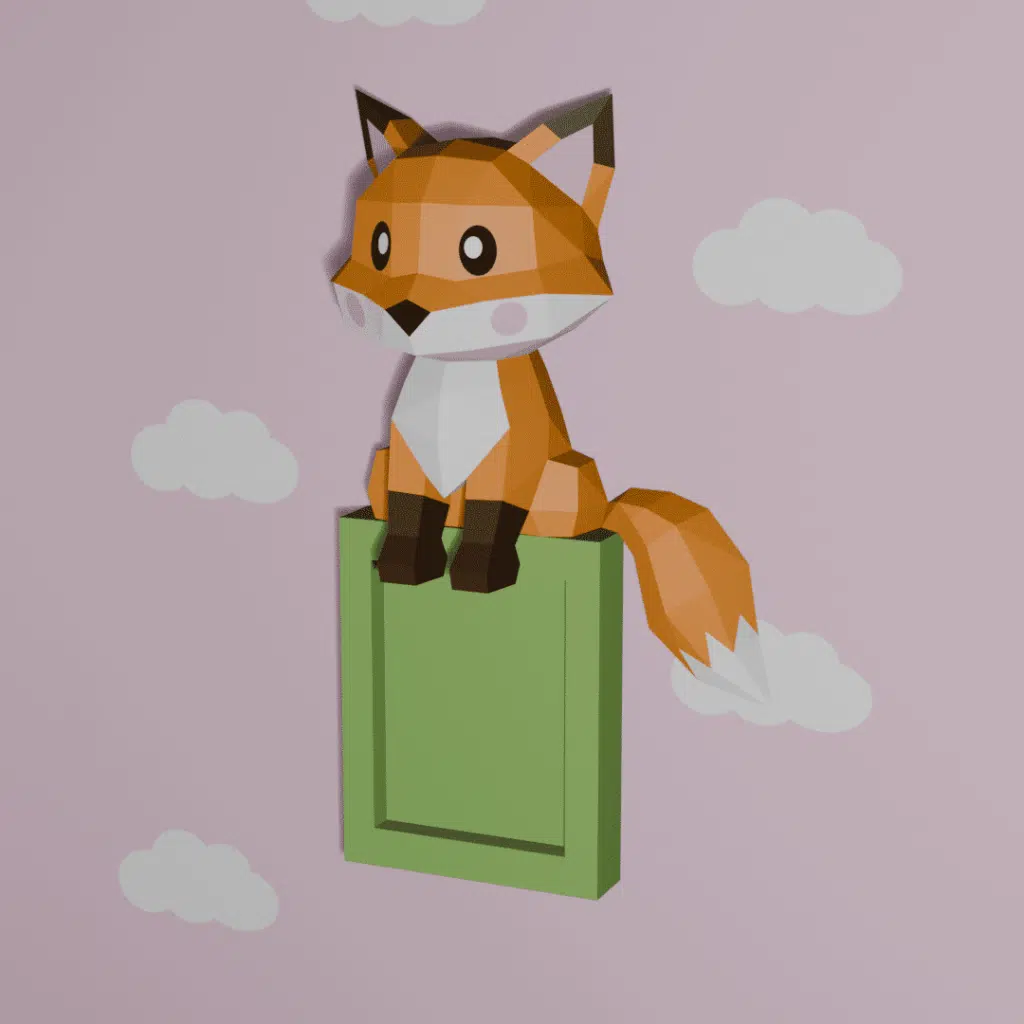 Papercraft fox in 3D origami