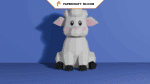 Papercraft of sitting sheep in 3D origami
