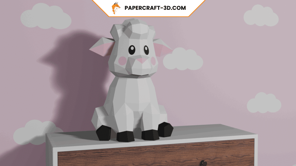 Papercraft de mouton assis en origami 3D